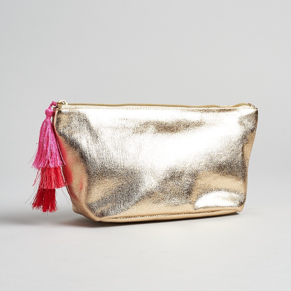 Tarte Gold Makeup Bag with tassels